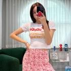 Letter Print Slim-fit Crop T-shirt White - One Size