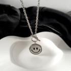 Smiley Face Pendant Necklace 1 Pc - Necklace - Silver - One Size