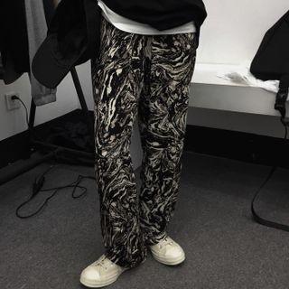 Elastic Waist Tie-dye Straight Leg Pants