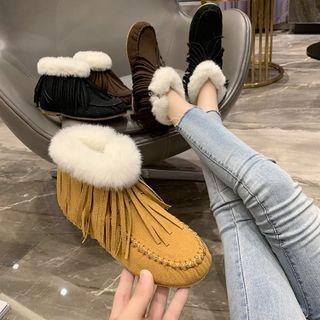 Tassel Detail Fluffy Trim Short Boots