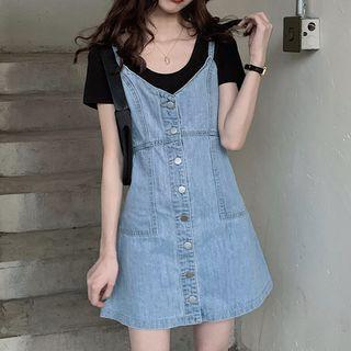 Strappy Denim Overall Dress