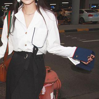 Color Panel Notch Lapel Shirt