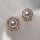 Faux Pearl Stud Earring 1 Pair - Silver Pin - As Shown In Figure - One Size