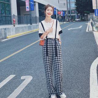 Set : Plaid Jumper Pants + Top