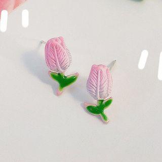 Flower Stud Earring 1 Pair - Yz - Pink - One Size