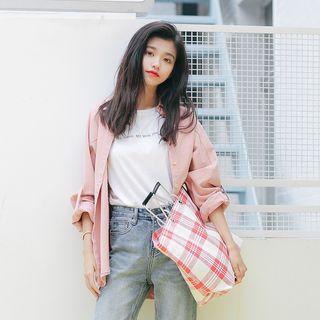 Tab-sleeve Shirt Pink - One Size
