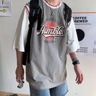 Inset Oversize Tee Printed Tank Top