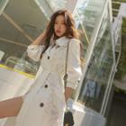 Lace-panel Long Trench Coat