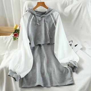 Set: Contrast Trim Hoodie + Mini Skirt