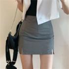 Short-sleeve Cropped Blazer / Cropped Camisole Top / Slit Mini Pencil Skirt