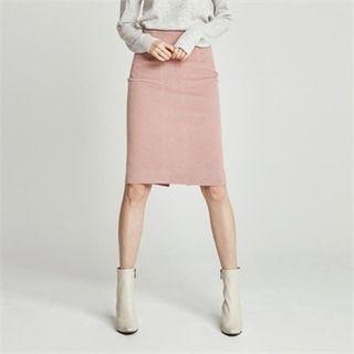 Zip-back Corduroy Pencil Skirt