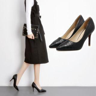 Pointy Toe Snake High Heel Pumps