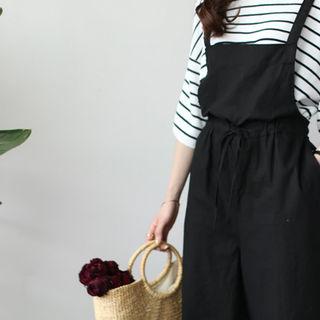 Linen Blend Drawstring-waist Wide-leg Jumper Pants