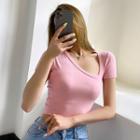 Short Sleeve Irregular Crop Top