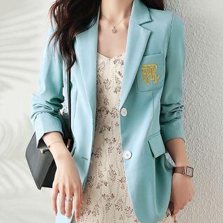 Lettering Blazer / Straight Leg Dress Pants / Set