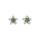Fashion Simple Enamel Blue Flower Stud Earrings Golden - One Size