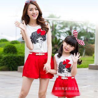 Family Set : Print Sleeveless Top + Shorts