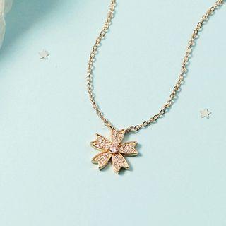 Rhinestone Sakura Choker Necklace As Shown In Figure - One Size