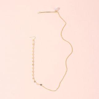 Faux Pearl Alloy Star Hair Pin Earring 1 Pc - Gold - One Size