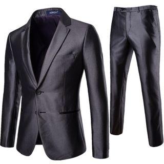 Set: Plain Single-breasted Blazer + Dress Pants