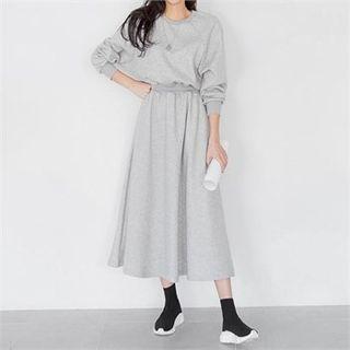 Raglan-sleeve Flared Maxi Pullover Dress