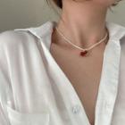 Agate Cherry Pendant Freshwater Pearl Necklace As Shown In Figure - One Size