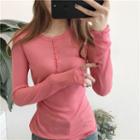 Plain Slim-fit Long-sleeve T-shirt