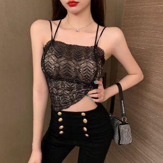 Halter Glitter Top Black - One Size