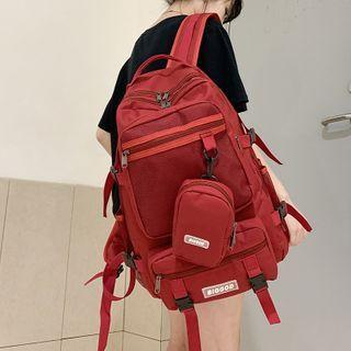 Set: Lightweight Mesh Pocket Zip Backpack + Zip Pouch
