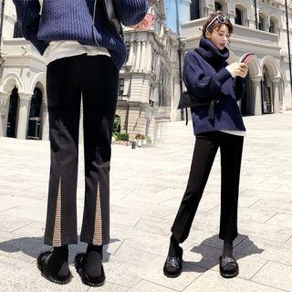 Contrast Trim Cropped Straight-fit Dress Pants
