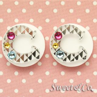 Swarovski C Button Studs Earrings Silver - One Size