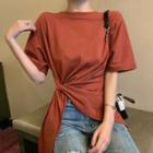 Short-sleeve Knotted Slit T-shirt