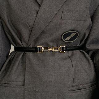 Alloy Buckle Slim Belt Black - One Size