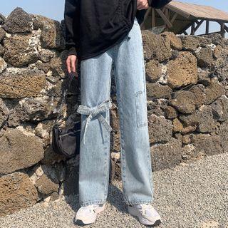 Bow-accent Straight Leg Jeans