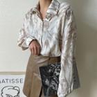 Long-sleeve Marble Print Chiffon Shirt