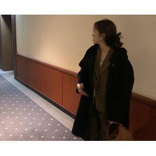 Handmade Hooded Woolen Long Coat One Size