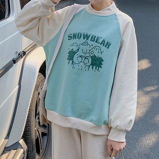 Round Neck Color Block Printed Pullover