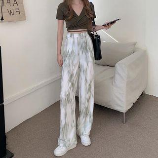 Tie Dye Wide Leg Pants White - One Size