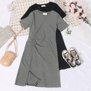 Short-sleeve Crinkled T-shirt Dress