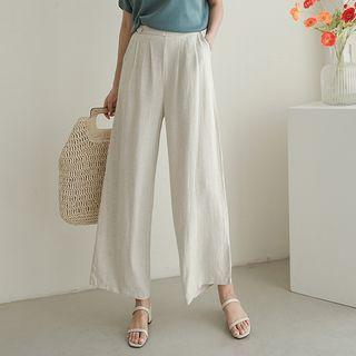 Button-trim Wide-leg Pants