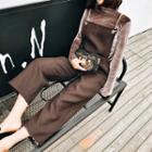 Cropped Chain-strap Suspender Pants