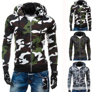 Camo Hooded Zip Cardigan