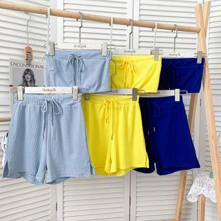 Set: Elastic Tube Top + Wide-leg Sweatshorts In 11 Colors