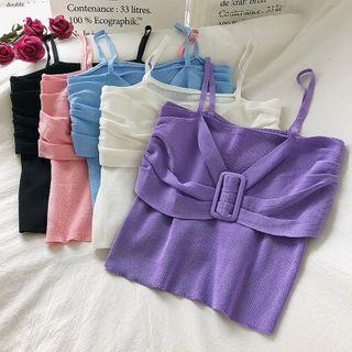 Plain Frilled Knit Camisole Top