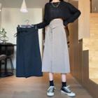 Drawstring Asymmetrical Midi A-line Skirt