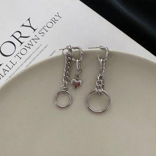 Hoop Drop Earring 1 Pair - Metal Chain Earring - One Size