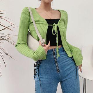 Long-sleeve Strappy Knit Cardigan