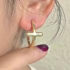 Cross Alloy Hoop Earring 1 Pair - 2614a - Gold - One Size