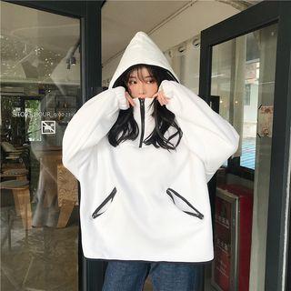 Half-zip Contrast Trim Oversized Hoodie