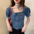 Denim Short-sleeve Top / Short-sleeve A-line Dress